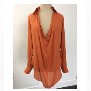 Haute Hippie Silk Draped Neck Blouse